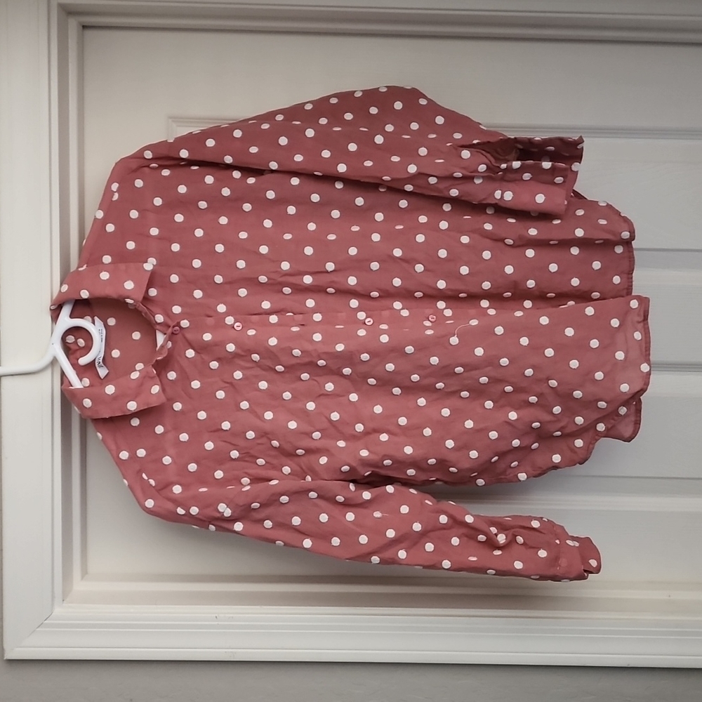 ZARA button up polka dot top